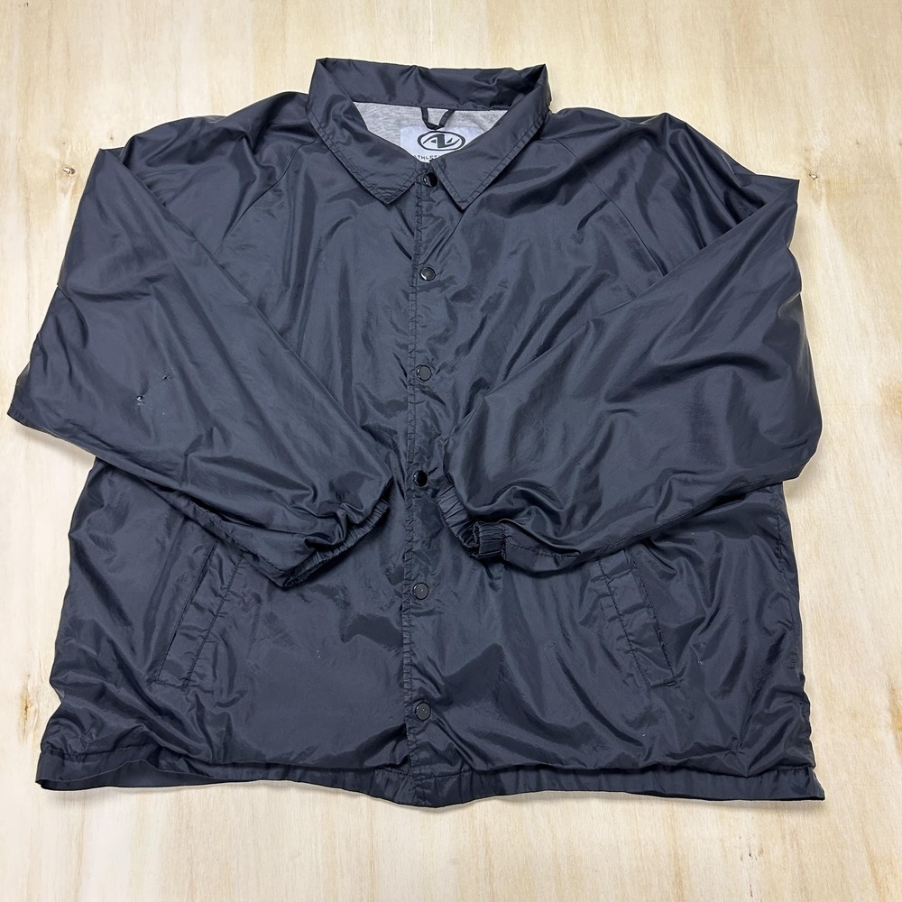 Vintage Athletic Works Jacket Mens XL Black Snap Windbreaker Lined Lightweight
